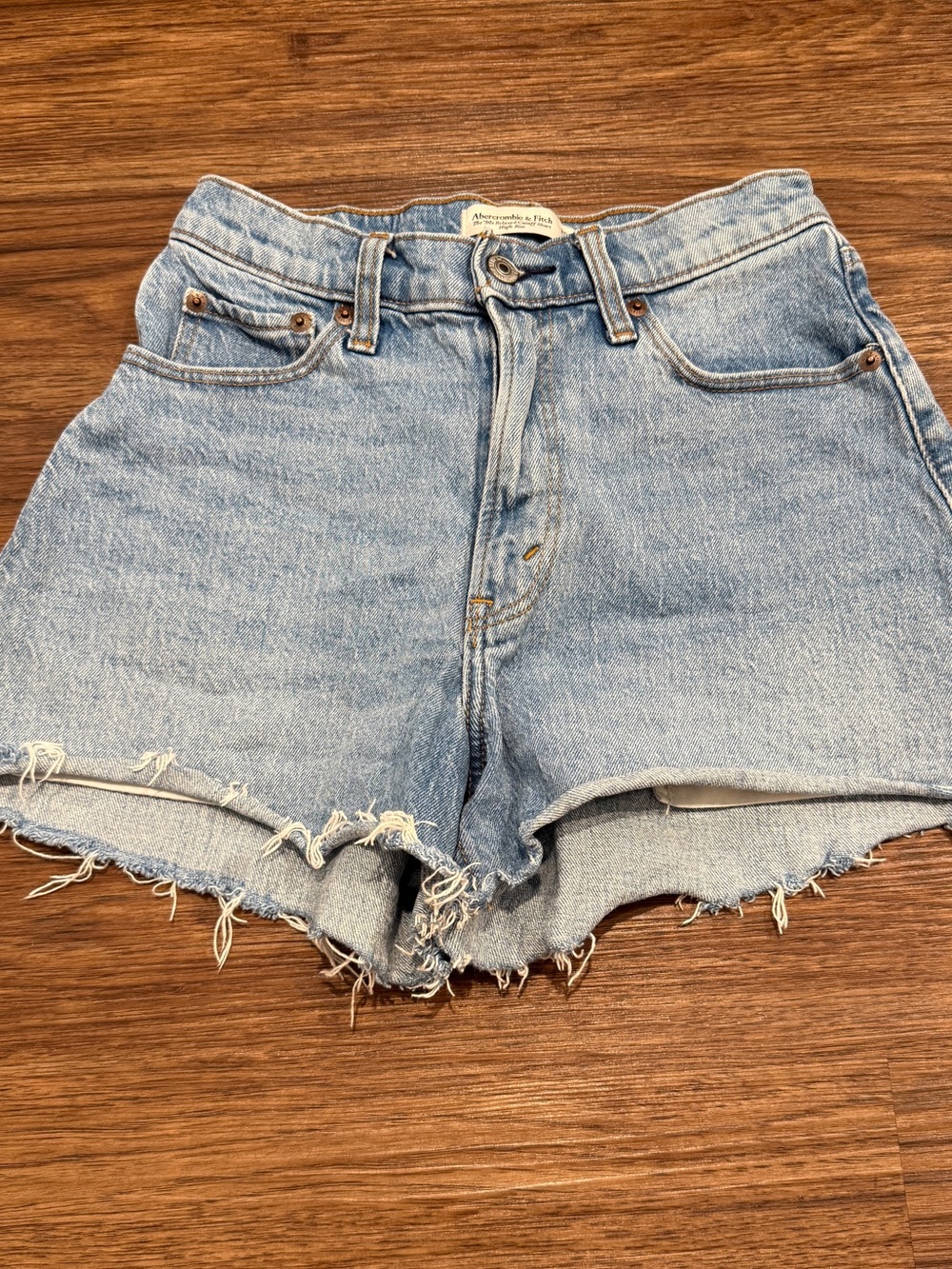 Abercrombie & Fitch Light Blue High-Rise Denim Cutoff Shorts